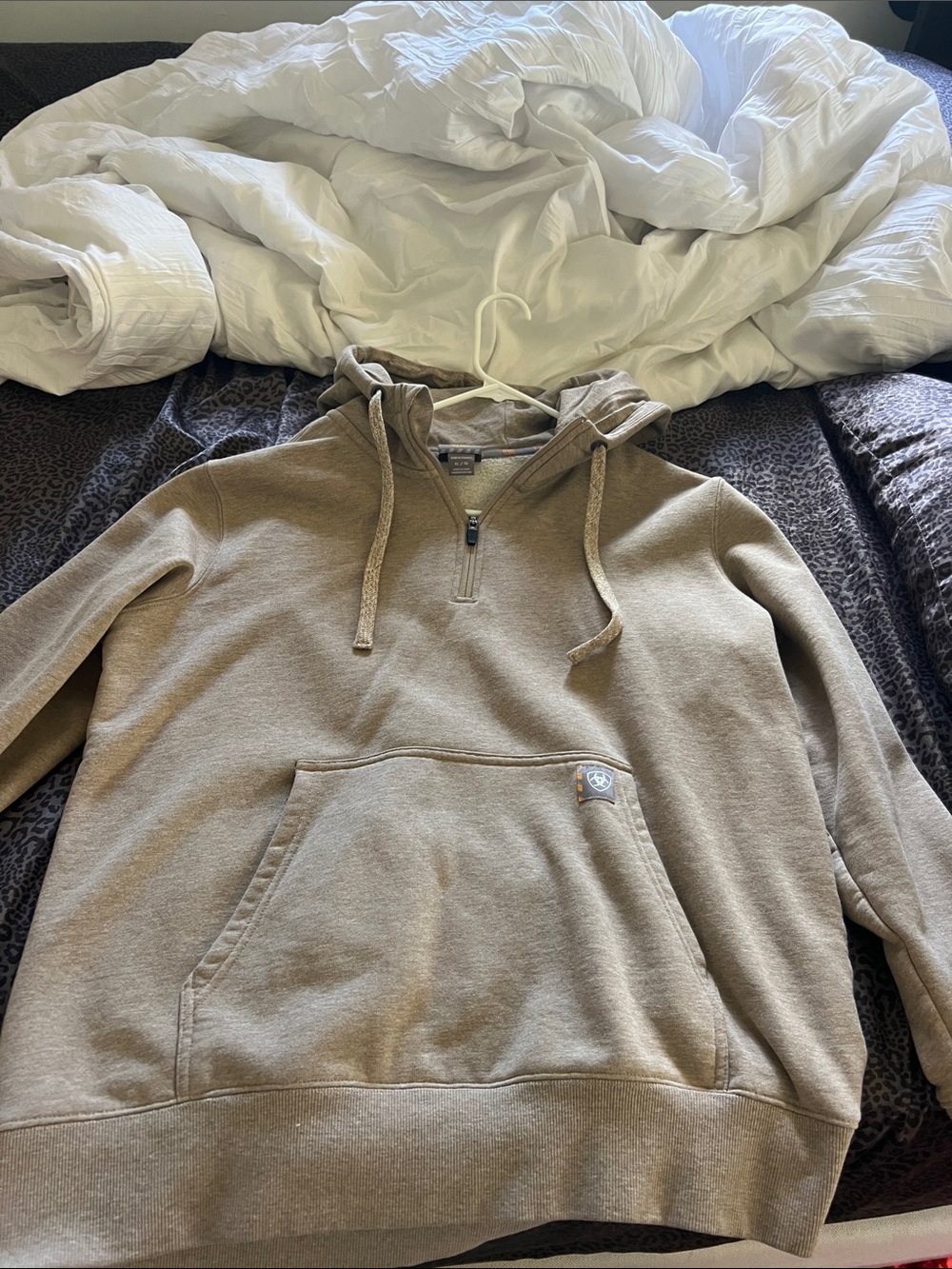 Ariat Rebar Quarter-Zip Hoodie in Taupe